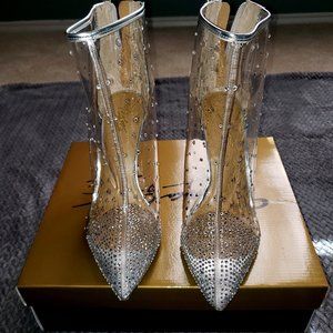 Size 11 Clear Vinyl w/ Rhinestone Thalia Sodi Booties